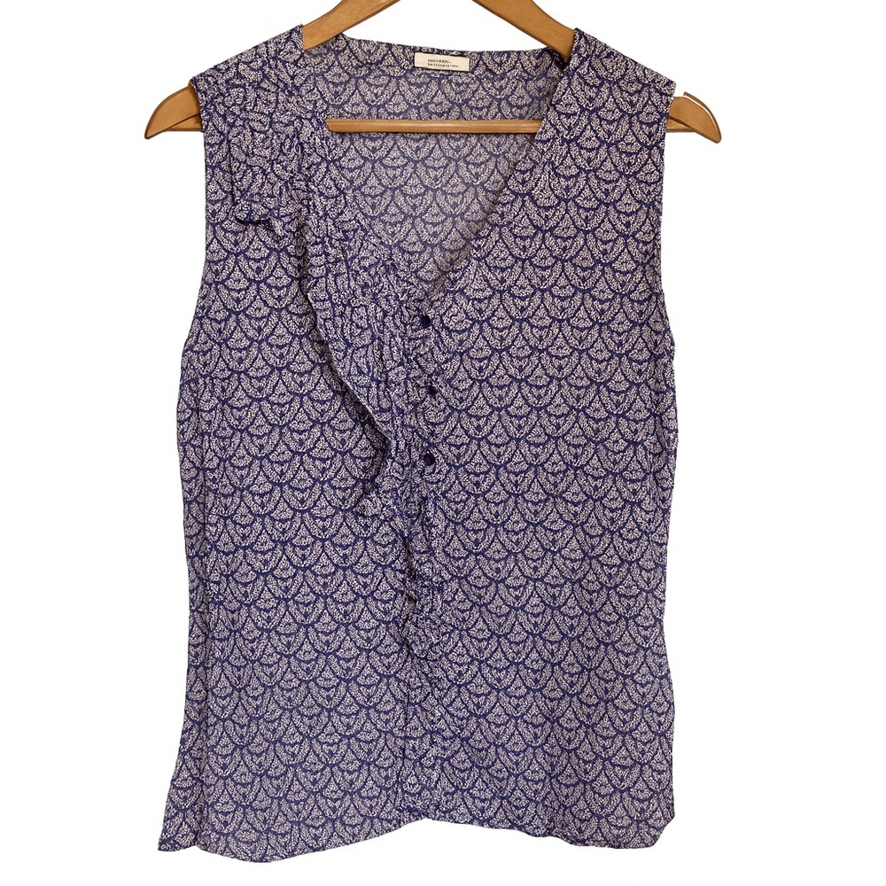 Tulle Anthropologie Purple Ruffle Sleeveless Boho Blouse Top Large